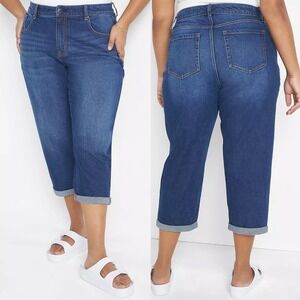 Lane Bryant Signature Fit Boyfriend Capri Jeans Dark Wash Plus Size 18 Classic
